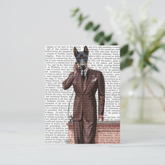 Doberman op telefoon briefkaart (Staand voorkant)