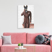 Doberman op telefoon canvas afdruk (Insitu (Woonkamer))