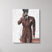 Doberman op telefoon canvas afdruk (Voorkant)