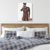 Doberman op telefoon canvas afdruk (Insitu (Slaapkamer))
