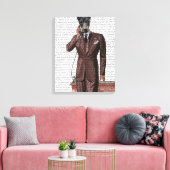 Doberman op telefoon canvas afdruk (Insitu (Woonkamer))