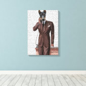 Doberman op telefoon canvas afdruk (Insitu (Houten vloer))
