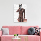 Doberman op telefoon canvas afdruk (Insitu (Woonkamer))