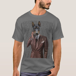 Doberman op telefoon t-shirt