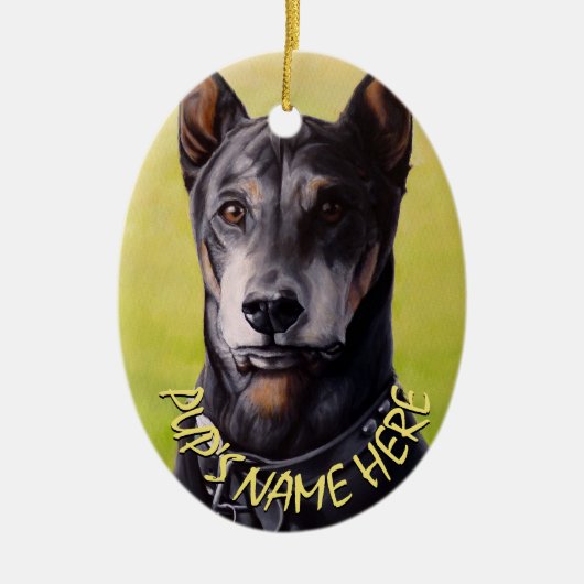 Doberman Ornament Personalized Dog Decoration (Voorkant)