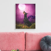 Doberman Paars Fantasy Orchids Dog Art Canvas Afdruk (Insitu (Woonkamer))