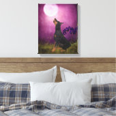 Doberman Paars Fantasy Orchids Dog Art Canvas Afdruk (Insitu (Slaapkamer))