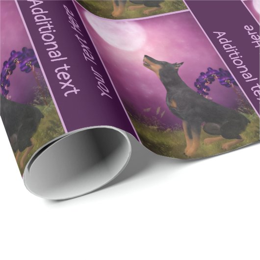 Doberman Paarse Maan Fantasy Hondenkunst Gepersona Cadeaupapier (Rol Hoek)