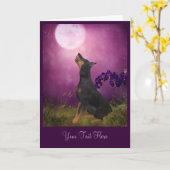 Doberman Paarse Moon Fantasy Dog Art-fotokaart Kaart (Gele Bloem)