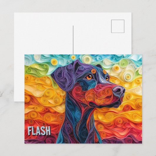 Doberman Paper Quilling Art Dog Portrait Briefkaart (Voorkant / Achterkant)