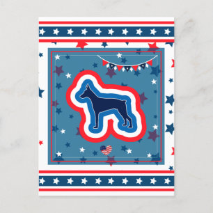 Doberman Patriottisch Rood Wit En Blauw 4 Juli Feestdagenkaart