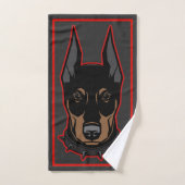 Doberman Pincher Black en Red Guy's Bathroom Bad Handdoek (Handdoek)