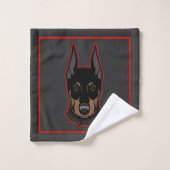 Doberman Pincher Black en Red Guy's Bathroom Bad Handdoek (Wasdoekje)