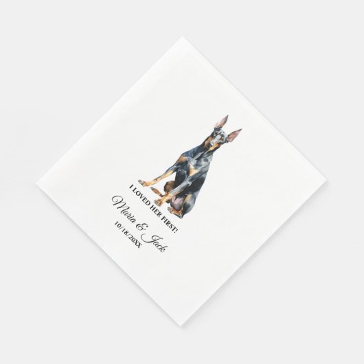 Doberman Pincher Dog Ik hield van haar eerste huwe Servet (Hoek)