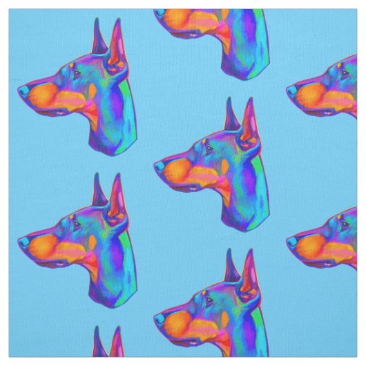 Doberman Pincher in kleuren Stof (Swatch)