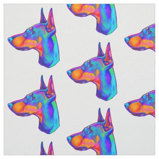 Doberman Pincher in kleuren Stof (Swatch)