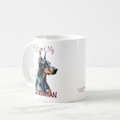 Doberman Pincher Waterverf / Personaliseer Mok (Voorkant links)