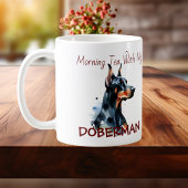 Doberman Pincher Zwarte Waterverf Personaliseren Koffiemok