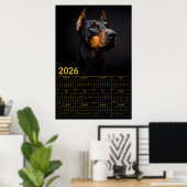 Doberman Pinscher 2026 Calendar Poster (Thuiskantoor)