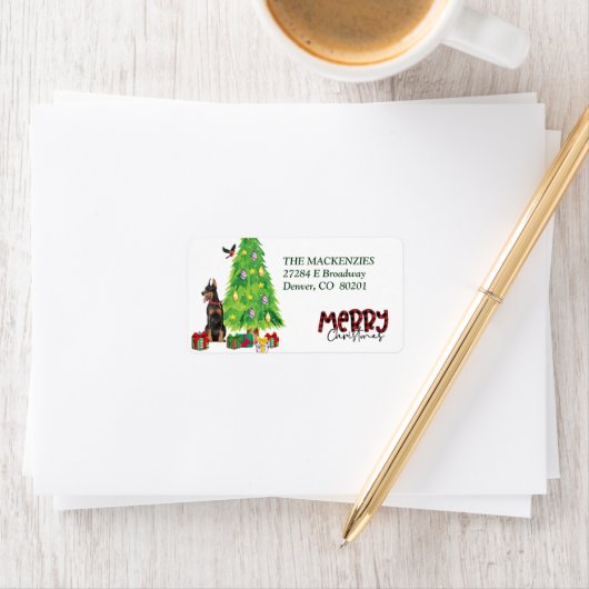 Doberman Pinscher - adres voor kerstbomen Etiket (Insitu)