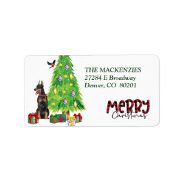 Doberman Pinscher - adres voor kerstbomen Etiket