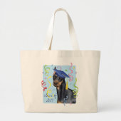 Doberman Pinscher Afstuderen Grote Tote Bag (Voorkant)