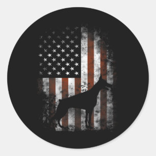 Doberman Pinscher American Flag Patriotic Gifts Ronde Sticker