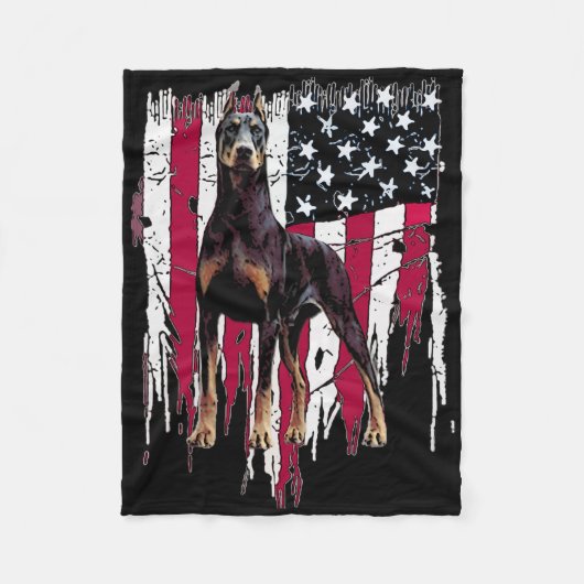 Doberman Pinscher American Flag Usa Awesome  Fleece Deken (Voorkant)