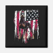 Doberman Pinscher American Flag Usa Awesome  Magneet (Voorkant)