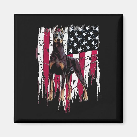Doberman Pinscher American Flag Usa Awesome  Magneet (Voorkant)