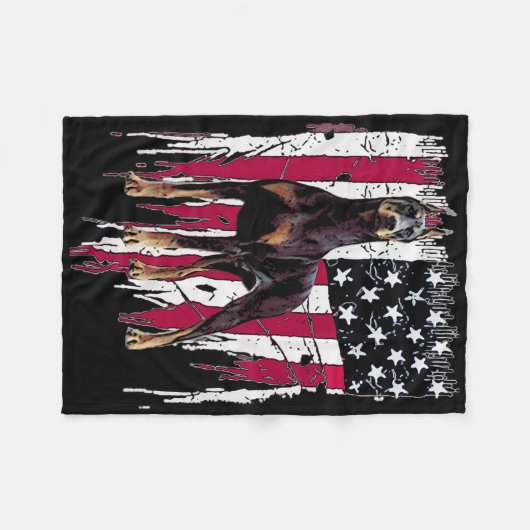 Doberman Pinscher American Flag Usa Geweldige Fleece Deken (Voorkant (Horizontaal))