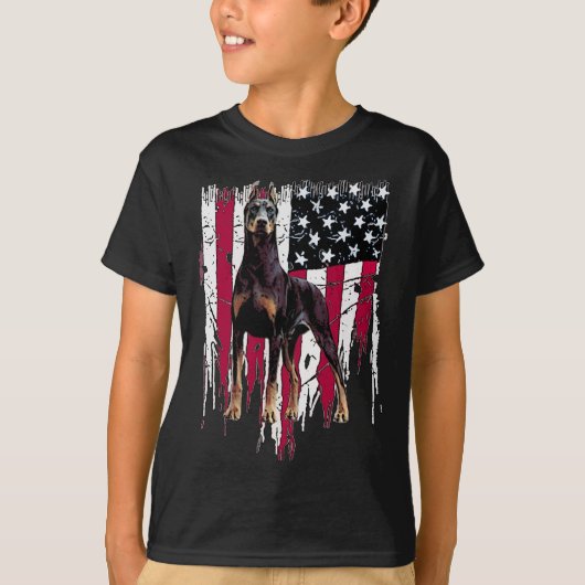 Doberman Pinscher American Flag Usa Geweldige T-shirt (Voorkant)