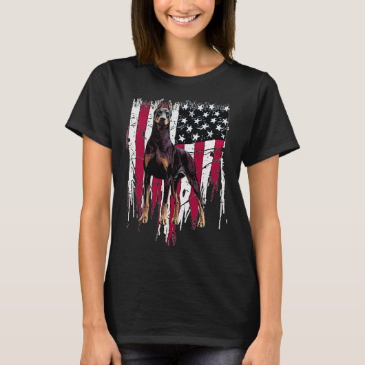 Doberman Pinscher American Flag Usa Geweldige T-shirt (Voorkant)