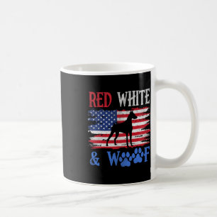 Doberman Pinscher Amerikaanse vlag VS rood en wit Koffiemok