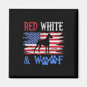 Doberman Pinscher Amerikaanse vlag VS rood en wit Magneet