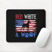 Doberman Pinscher Amerikaanse vlag VS rood en wit Muismat (Met muis)