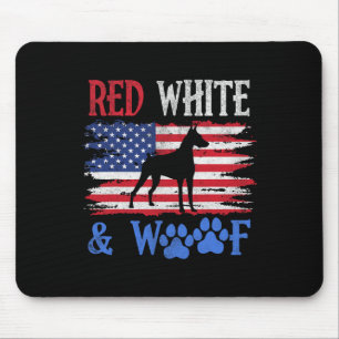Doberman Pinscher Amerikaanse vlag VS rood en wit Muismat