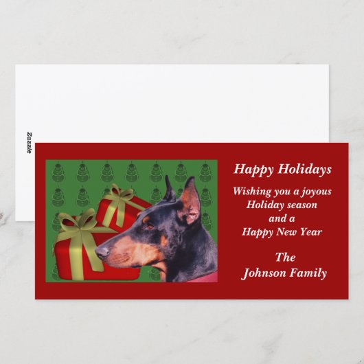 Doberman Pinscher Animal Christmas Holiday Kaart (Voorkant / Achterkant)