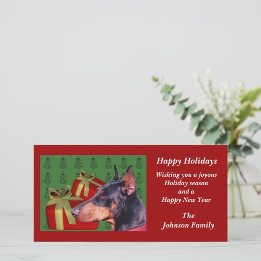 Doberman Pinscher Animal Christmas Holiday Kaart (Staand voorkant)