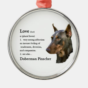 Doberman Pinscher Art Love is... Metalen Ornament