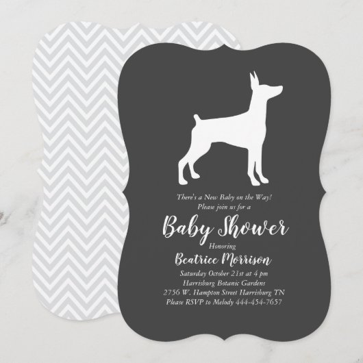 Doberman Pinscher Baby shower Gender Neutral Kaart (Voorkant / Achterkant)