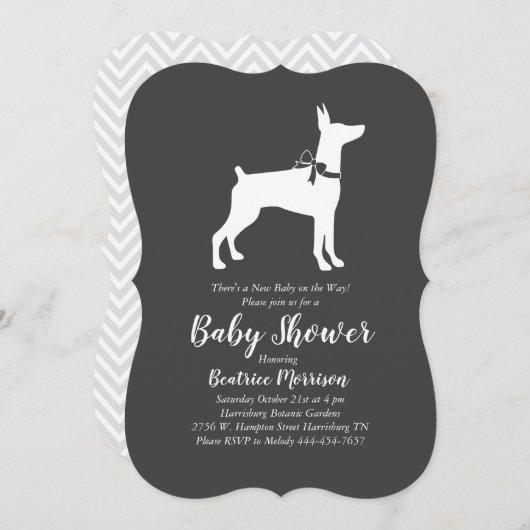 Doberman Pinscher Baby shower Gender Neutral Kaart (Voorkant / Achterkant)