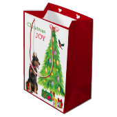 Doberman Pinscher, Bird en Kerstboom Medium Cadeauzakje (Achterkant Gekanteld)