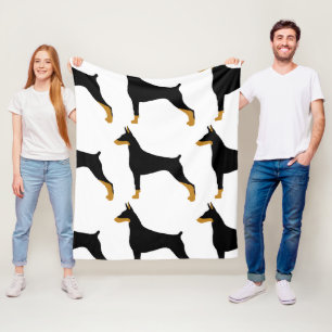 Doberman Pinscher black en tan silhouette Fleece Deken