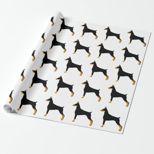 Doberman Pinscher black en tan silo.png Cadeaupapier (Uitgerold)