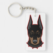 Doberman Pinscher Black & Red Dobermann Sleutelhanger (Voorkant)