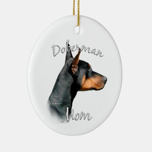 Doberman Pinscher (blk) Mam 2 Keramisch Ornament (Rechts)