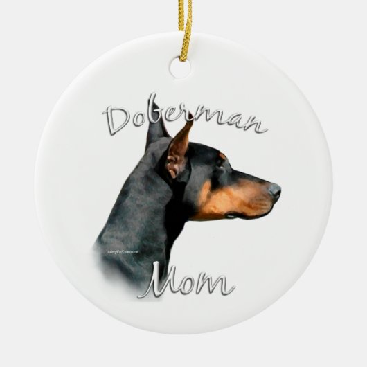Doberman Pinscher (blk) Mam 2 Keramisch Ornament (Voorkant)