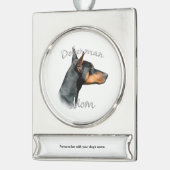 Doberman Pinscher (blk) Mam 2 Verzilverd Banner Ornament (Links)