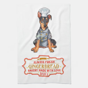 Doberman Pinscher Chef Baking Gingerbread Theedoek